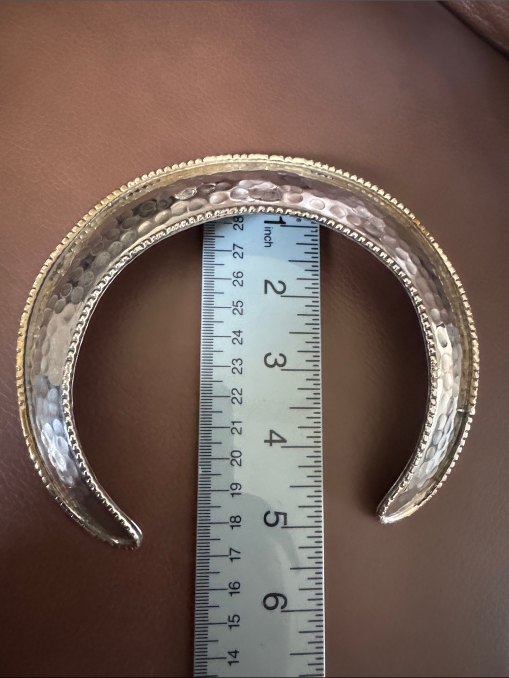 VTG Brass Hammered Crescent Collar Necklace in Silver/Gold tone - Picture 7 of 7